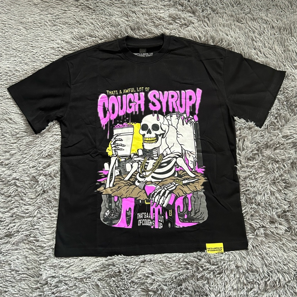 Black Graphic Tee with Skeleton Design